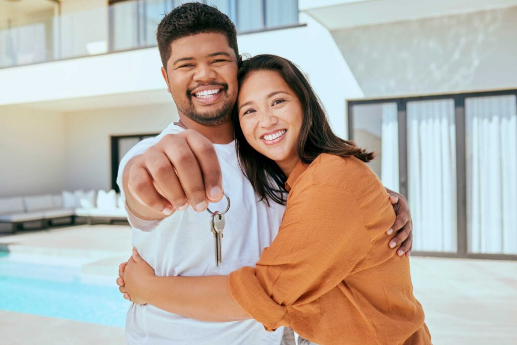 Couple celebrating their new home in Dubai